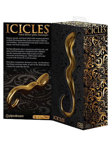 Золотистый стеклянный фаллоимитатор для стимуляции точки G Pipedream PD2980-27