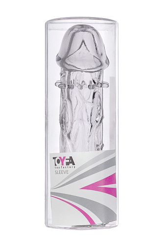 Гладкая прозрачная насадка с усиками под головкой ToyFa 818032-1 (12,5 см)