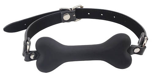 Чёрный силиконовый кляп-косточка Chisa Doggie Bone Bit Gag CN-634132362