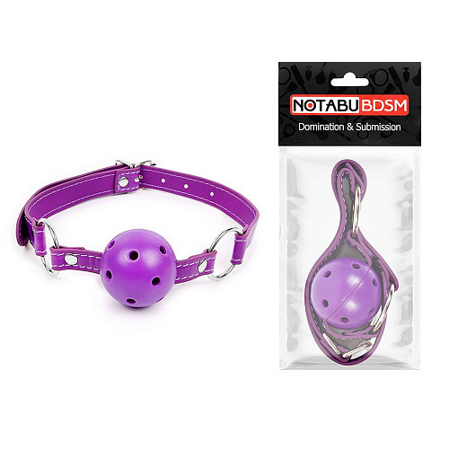 Фиолетовый кляп-шарик на регулируемом ремешке с кольцами Bior toys NTB-80534