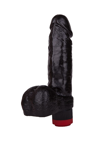 Чёрный виброфаллос с пышной мошонкой LOVETOY (А-Полимер) 411400 (16 см)