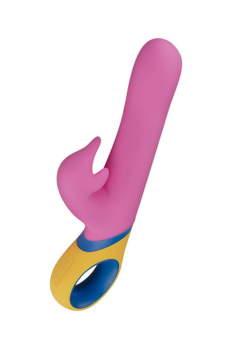 Розовый вибратор с клиторальным отростком EDC Copy PMV20-1 (23 см)