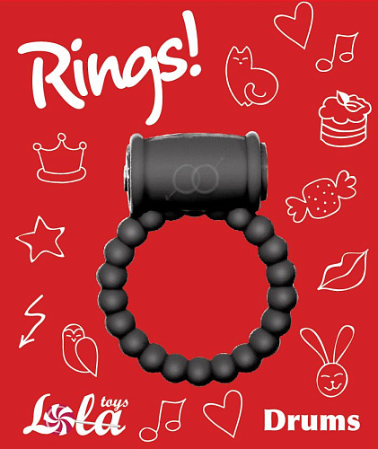 Чёрное эрекционное кольцо Lola toys Rings Drums 0114-52Lola