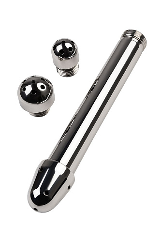 Серебристый анальный душ с тремя насадками ToyFa 717113