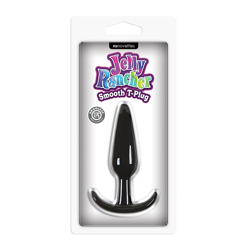 Гладкая анальная пробка в чёрном цвете NS Novelties Jelly Rancher T-Plug Smooth NSN-0451-13 (10,9 см)