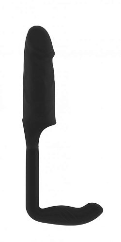 Чёрная насадка с анальной вставкой Shots Media BV Stretchy Penis Exten and Plug No.38 SON038BLK