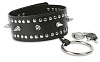 Чёрный ошейник с заклёпками и кольцом Пикантные штучки DP070