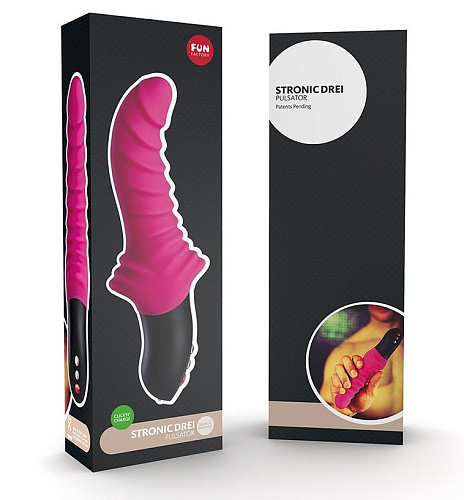 Ярко-розовый пульсатор с ребрышками Fun Factory Stronic Drei 4000364 (23,9 см)