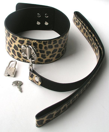 Широкий леопардовый ошейник с поводком Bior toys MLF-90090-4