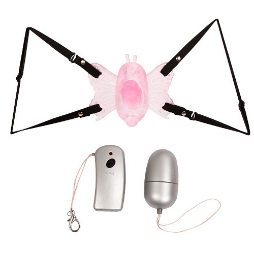 Бабочка розового цвета для клитора с беспроводным управлением Baile BW-014035A-0101
