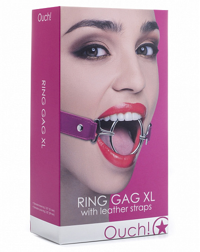 Расширяющий кляп с розовыми ремешками Shots Media BV Ring Gag XL OU105PNK