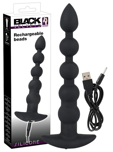 Чёрная анальная цепочка с вибрацией Orion 05928200000 (21 см)