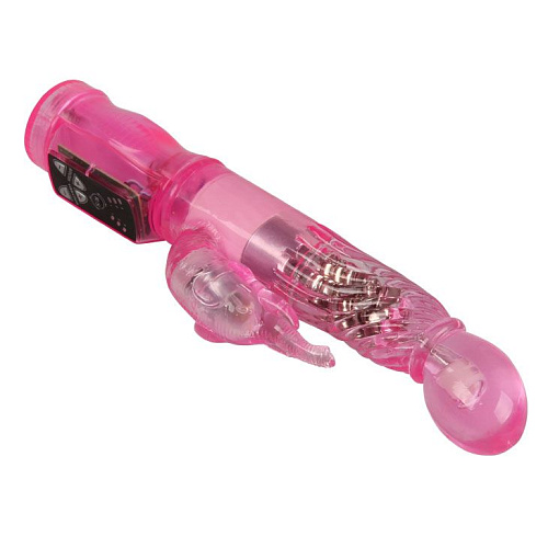 Розовый вибромассажёр с ротацией, стимуляцией клитора и 6 программами вибрации Baile BW-037013-0101 (23 см)