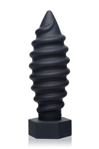 Анальная пробка с ребрами в чёрном цвете XR Brands Tom of Finland TF1372 (20 см)