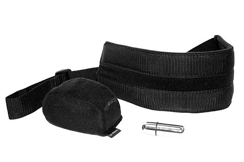 Чёрные поддерживающие ремешки с вибрацией Sportsheets и Sex Mischief S M Vibrating Doggie Style Strap SS41202