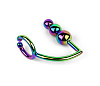 Радужное эрекционное кольцо с анальной ёлочкой House of steel Rainbow Horse Shoe Cock Ring with Trio of Anal Balls CB844