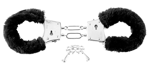 Меховые чёрные наручники Pipedream Beginner s Furry Cuffs PD3800-23