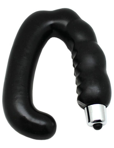 Чёрный С-образный массажёр простаты с вибрацией Eroticon 30272