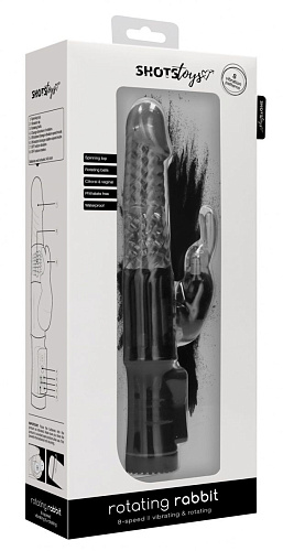 Чёрный вибратор-кролик Shots Media BV Rotating Rabbit SHTO002BLK (23 см)