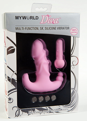 Тройной розовый вибратор с 5 режимами вибрации MyWorld - DIVA 909273 (11,5 см)