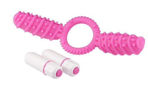 Розовое эрекционное виброкольцо с двумя лепестками Dream Toys 20567