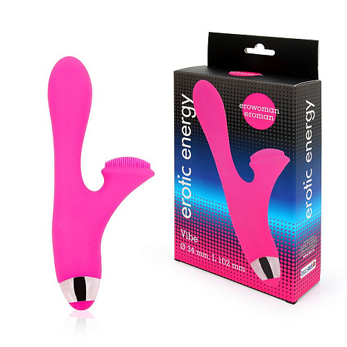 Розовый вибромассажёр с клиторальным стимулятором с шипиками Bior toys EE-10261-16