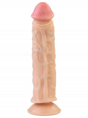 Рельефный вибромассажёр телесного цвета на присоске Сумерки богов 204-09 CD DD (20 см)
