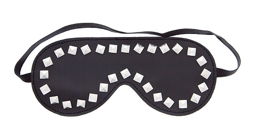 Чёрная маска из полиуретана с квадропуклями Blush Novelties Studded Eye Mask 520078