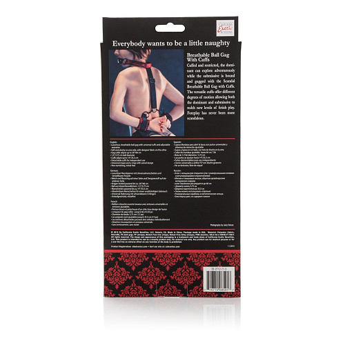 Кляп с наручниками California Exotic Novelties Breathable Ball Gag With Cuffs SE-2712-11-3