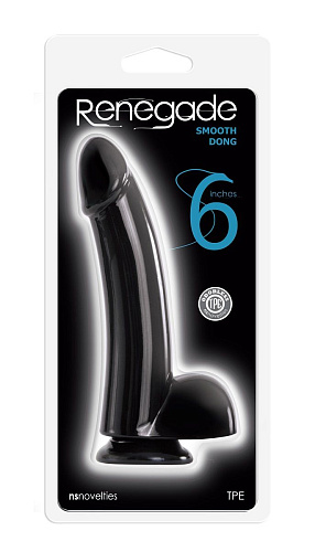 Чёрный фаллоимитатор на присоске NS Novelties 6 Smooth Dong NSN-1155-23 (17 см)
