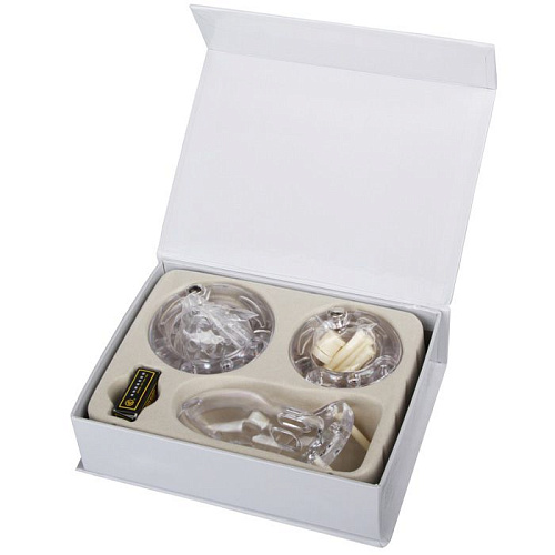 Прозрачный мужской набор верности с насадками стандартного размера Erotic Fantasy EF-CB3000-WHT