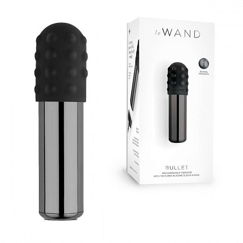 Чёрная вибропулька с 2 нежными насадками Le Wand Bullet LW-012-BLK