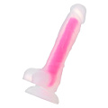 Прозрачно-розовый фаллоимитатор, светящийся в темноте ToyFa Tony Glow 872008 (20 см)