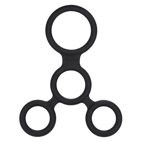 Чёрное эрекционное кольцо с дополнительными утяжками California Exotic Novelties Full Erection Spreader SE-1426-20-3