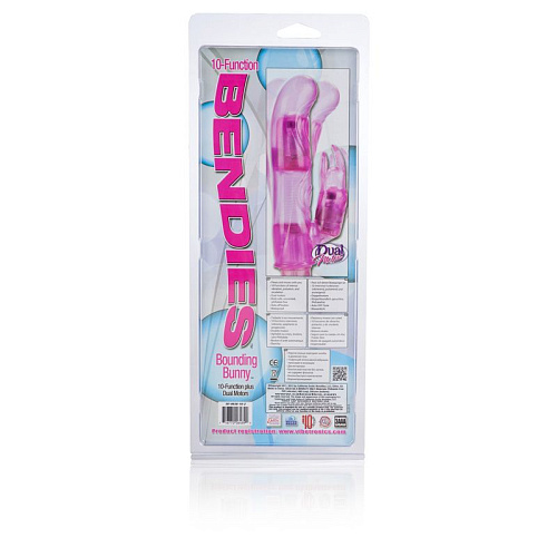 Розовый вибромассажер California Exotic Novelties 10-Function Bendie Bounding Bunny Vibes SE-0638-10-2 (22,8 см)