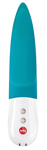 Бирюзовый вибратор с раздвоенным кончиком Fun Factory Volta 1141074 (18,9 см)