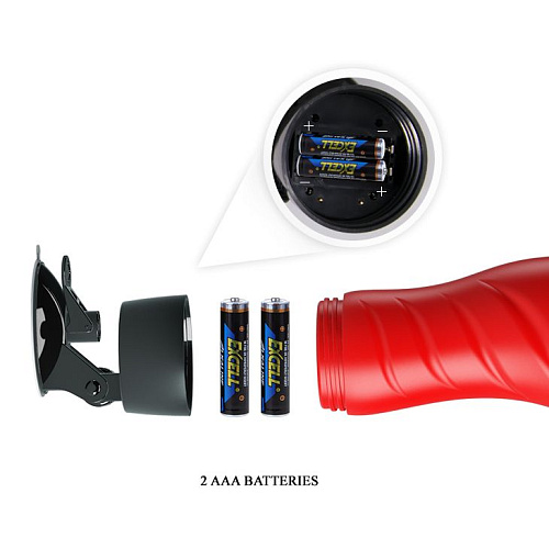 Красно-чёрный мастурбатор-вагина с вибрацией и присоской Baile Delia BM-00900T46Z