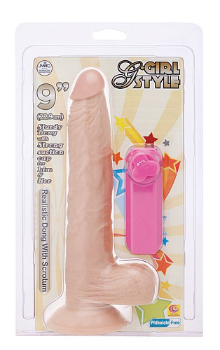 Телесный вибромассажёр на присоске NMC G-GIRL STYLE 9INCH VIBRATING DONG 111638 (22,9 см)