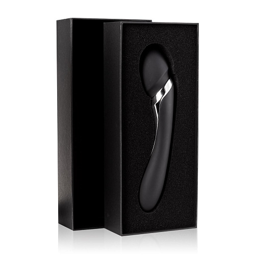 Чёрный двухсторонний вибромассажёр EDC Wholesale Vibes Wand Vibrator SV001BLK (22,5 см)