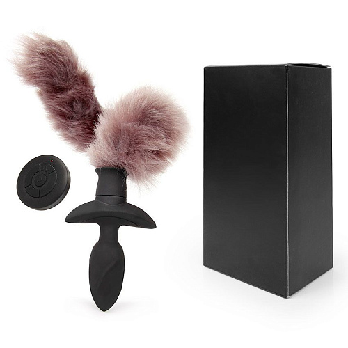 Чёрная анальная вибровтулка с 3 режимами виляния хвостиком A-LOVING 2042-1