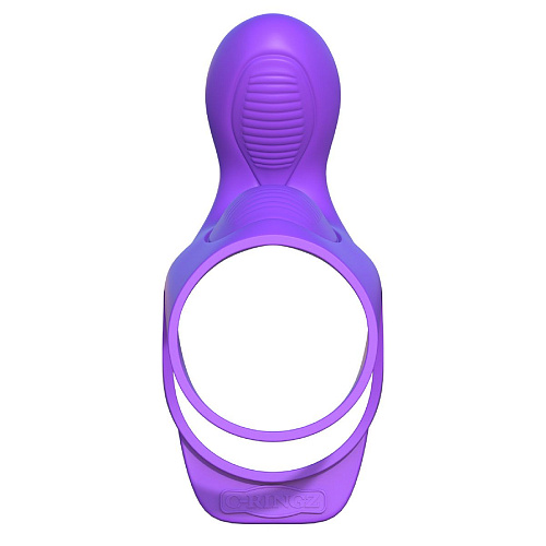 Фиолетовое эрекционное кольцо-насадка на пенис и мошонку Pipedream Ultimate Couples Cage PD5816-12