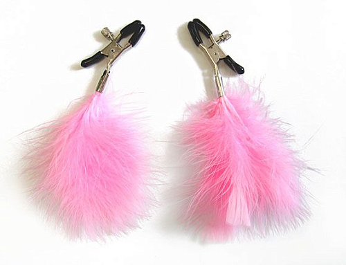 Металлические зажимы на соски с розовым пушком Bior toys MLF-90103