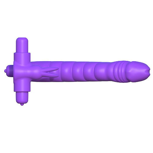 Фиолетовое эрекционное кольцо для двойного проникновения Pipedream Silicone Double Penetrator Rabbit PD5819-12