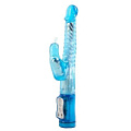 Нежно-голубой гнущийся вибратор с клиторальной стимуляцией White Label 47051-MM (25 см)
