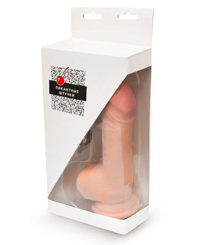 Телесный фаллоимитатор с крупной мошонкой на присоске Пикантные штучки DP02023T (20 см)