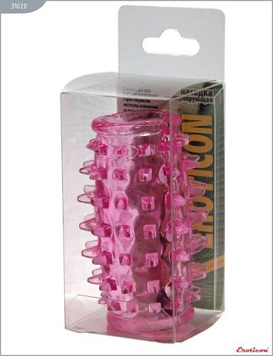 Сквозная раноцветная насадка с шипами Eroticon 31020 (7,5 см)