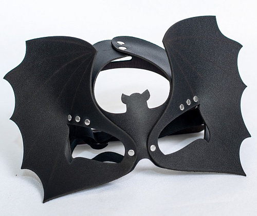 Чёрная кожаная маска на глаза Sitabella «Летучая мышь» 4060-1