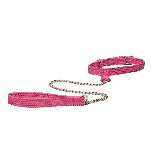 Розовый ошейник с поводком California Exotic Novelties Tickle Me Pink Collar With Leash SE-2730-20-2