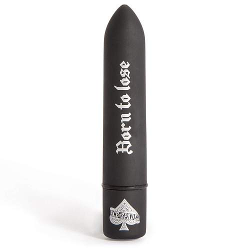 Чёрная вибропуля с надписью Motorhead Ace of Spades 10 Function Bullet Vibrator E26141