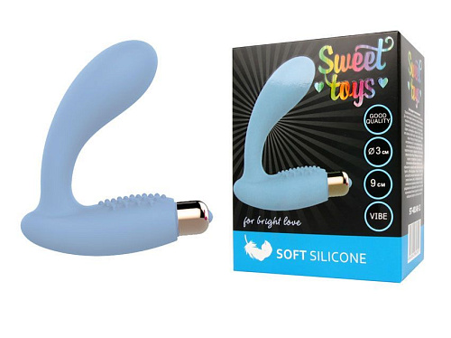 Голубой овальный гладкий вибростимулятор простаты Bior toys ST-40140-12